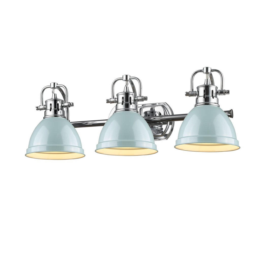 Yep by Golden Lighting Duncan 3-light Vanity in Chrome and Seafoam shade